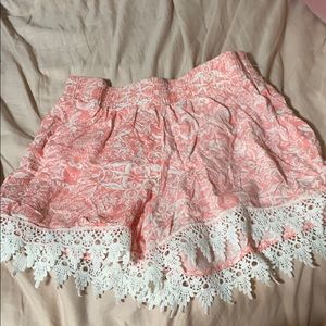 Pink and white summer shorts